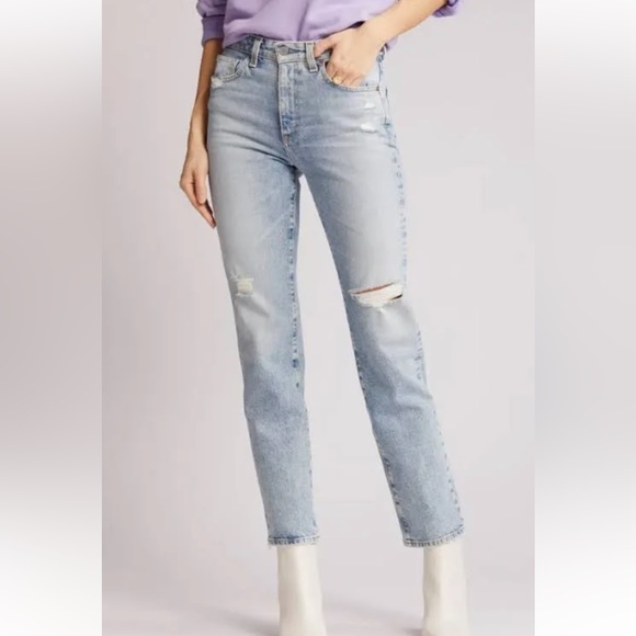 AG Jeans Saige High-rise Straight in Apparition Distressed - Picture 2 of 6